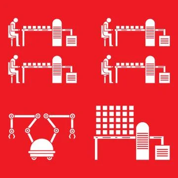 Smart automatic robotic production line. Stock Illustration