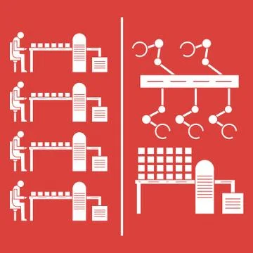 Smart automatic robotic production line. Stock Illustration