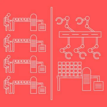 Smart automatic robotic production line. 库存插图