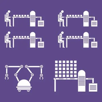 Smart automatic robotic production line. Stock Illustration