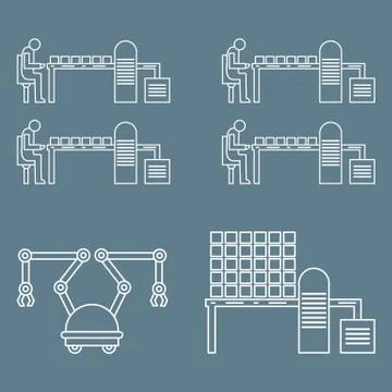 Smart automatic robotic production line. Stock Illustration