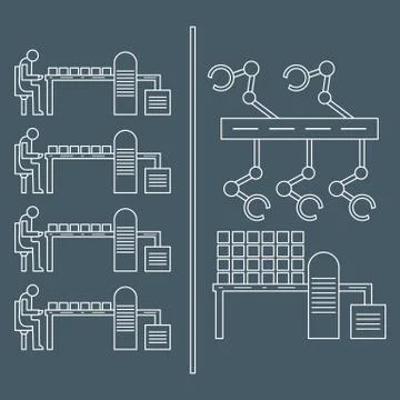 Smart automatic robotic production line. イラスト素材