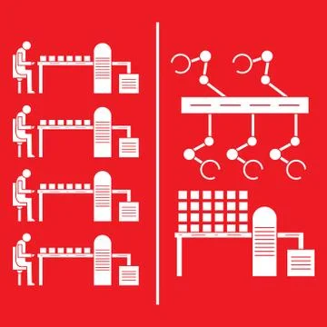 Smart automatic robotic production line. Stock Illustration