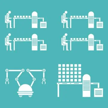 Smart automatic robotic production line. Stock Illustration