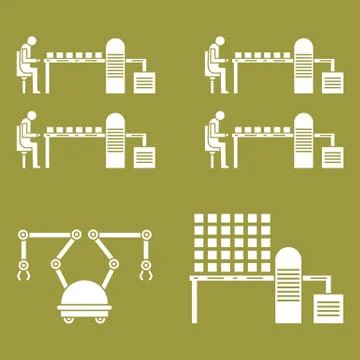 Smart automatic robotic production line. Stock Illustration