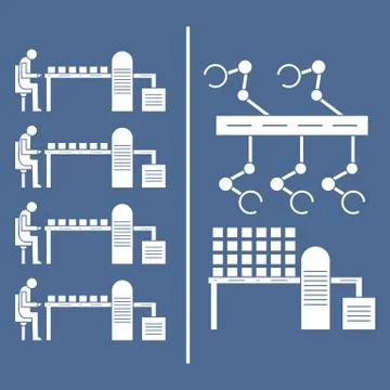 Smart automatic robotic production line. Stock Illustration