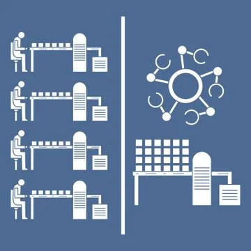 Smart automatic robotic production line. Stock Illustration