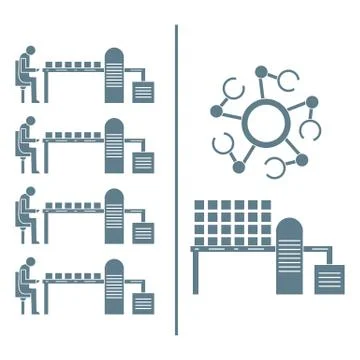 Smart automatic robotic production line. Stock Illustration