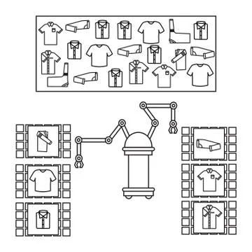 Smart automatic robotic sorting of clothes. イラスト素材