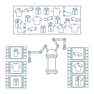 Smart automatic robotic sorting of clothes. イラスト素材