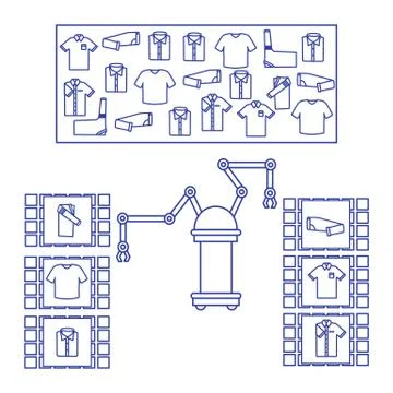 Smart automatic robotic sorting of clothes. Stock Illustration