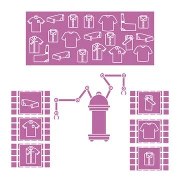Smart automatic robotic sorting of clothes. イラスト素材