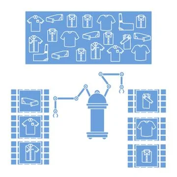 Smart automatic robotic sorting of clothes. Stock Illustration