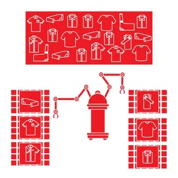 Smart automatic robotic sorting of clothes. イラスト素材