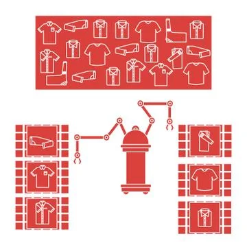 Smart automatic robotic sorting of clothes. Stock Illustration