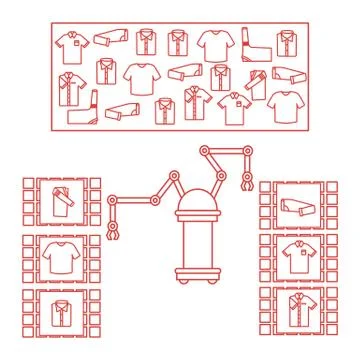 Smart automatic robotic sorting of clothes. イラスト素材