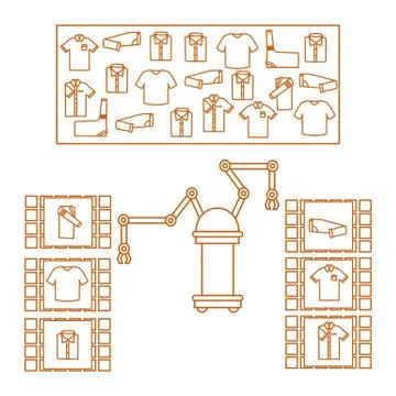 Smart automatic robotic sorting of clothes. Stock Illustration