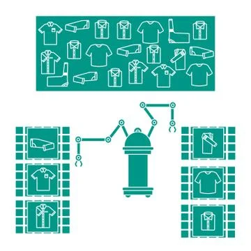 Smart automatic robotic sorting of clothes. Stock Illustration