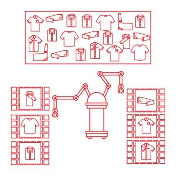 Smart automatic robotic sorting of clothes. イラスト素材
