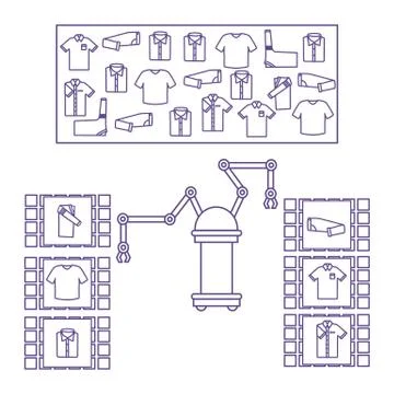 Smart automatic robotic sorting of clothes. イラスト素材