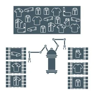 Smart automatic robotic sorting of clothes. Stock Illustration