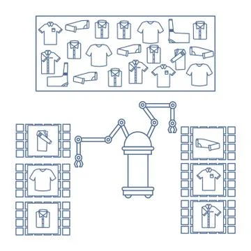 Smart automatic robotic sorting of clothes. イラスト素材
