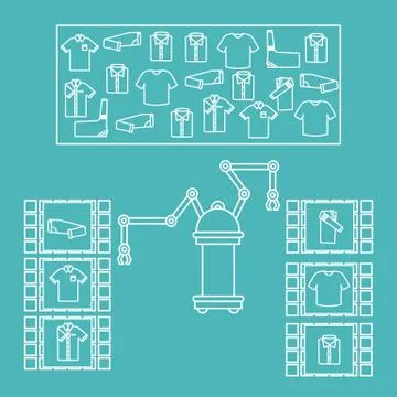 Smart automatic robotic sorting of clothes. イラスト素材