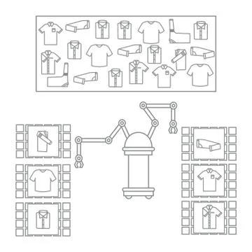 Smart automatic robotic sorting of clothes. イラスト素材