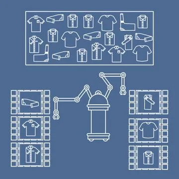 Smart automatic robotic sorting of clothes. Stock Illustration
