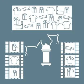 Smart automatic robotic sorting of clothes. イラスト素材