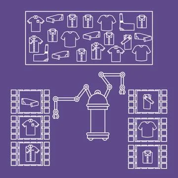 Smart automatic robotic sorting of clothes. Illustrazione stock