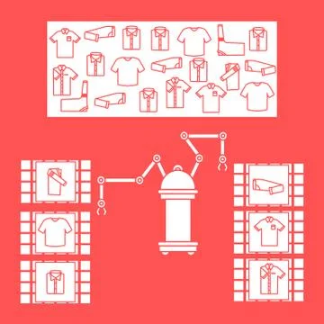 Smart automatic robotic sorting of clothes. イラスト素材