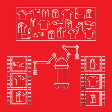 Smart automatic robotic sorting of clothes. イラスト素材