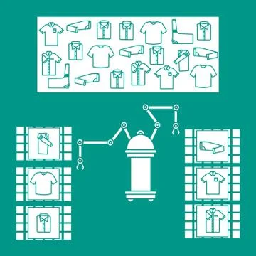 Smart automatic robotic sorting of clothes. Stock Illustration