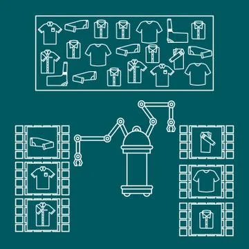 Smart automatic robotic sorting of clothes. イラスト素材