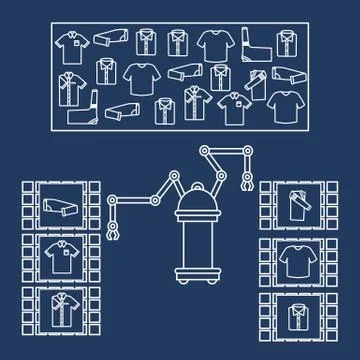 Smart automatic robotic sorting of clothes. Stock Illustration
