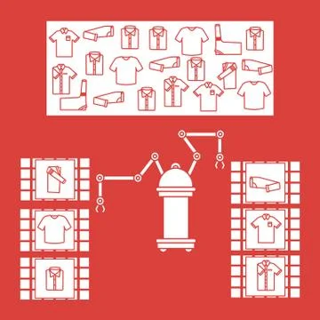 Smart automatic robotic sorting of clothes. Stock Illustration