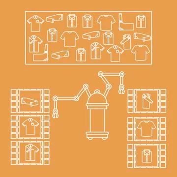 Smart automatic robotic sorting of clothes. イラスト素材