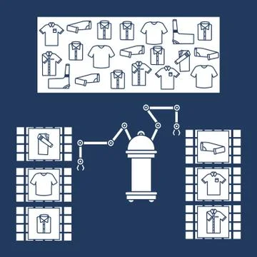 Smart automatic robotic sorting of clothes. Stock Illustration