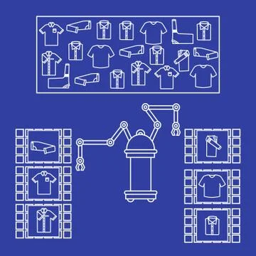 Smart automatic robotic sorting of clothes. イラスト素材