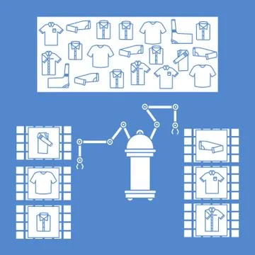 Smart automatic robotic sorting of clothes. Stock Illustration