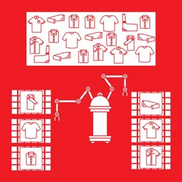 Smart automatic robotic sorting of clothes. イラスト素材