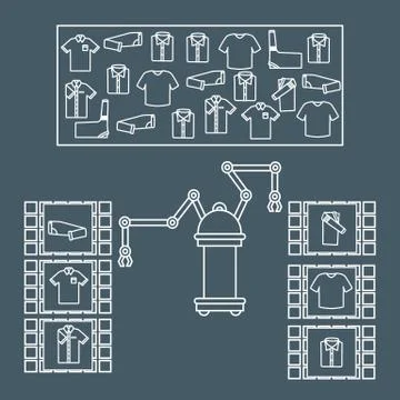 Smart automatic robotic sorting of clothes. Stock Illustration