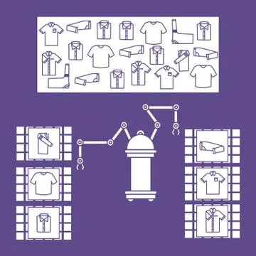 Smart automatic robotic sorting of clothes. イラスト素材