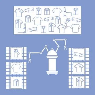 Smart automatic robotic sorting of clothes. イラスト素材