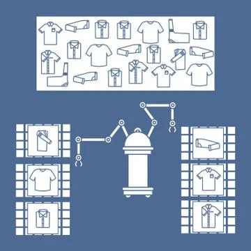 Smart automatic robotic sorting of clothes. Stock Illustration