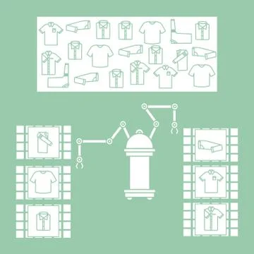 Smart automatic robotic sorting of clothes. イラスト素材