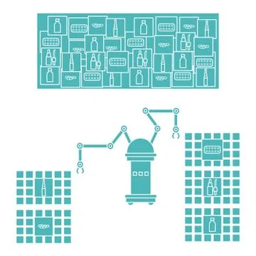 Smart automatic robotic sorting of drugs. Stock Illustration