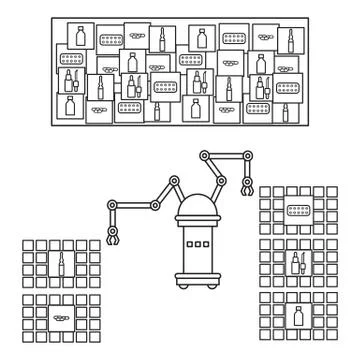 Smart automatic robotic sorting of drugs. Stock Illustration