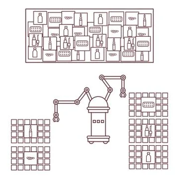 Smart automatic robotic sorting of drugs. Stock Illustration
